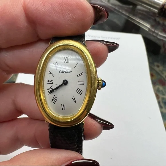 CARTIER Baignoire Mini Watch 18k Yellow Gold/Leather Ladies Cartier Baignoire Mini Model, Quartz, Yellow Gold WGBA0041  main image 2